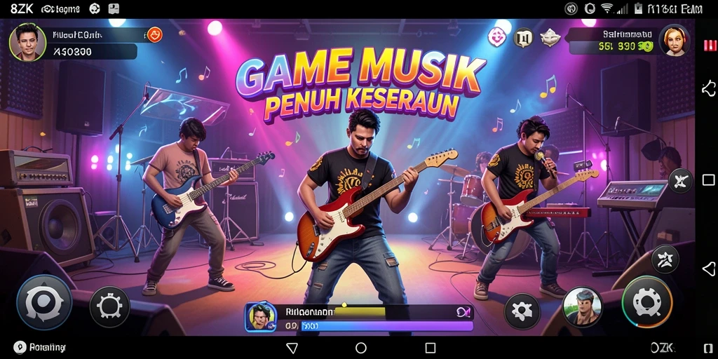 Screenshot gameplay 8ZK menampilkan aksi seru dengan lagu-lagu favorit.