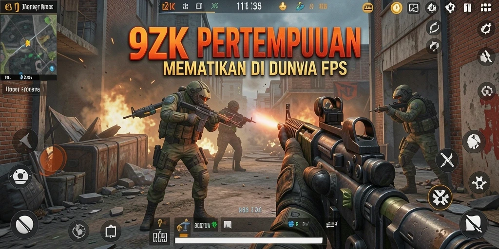 Tampilan gameplay menegangkan di 9ZK dengan aksi FPS yang cepat.