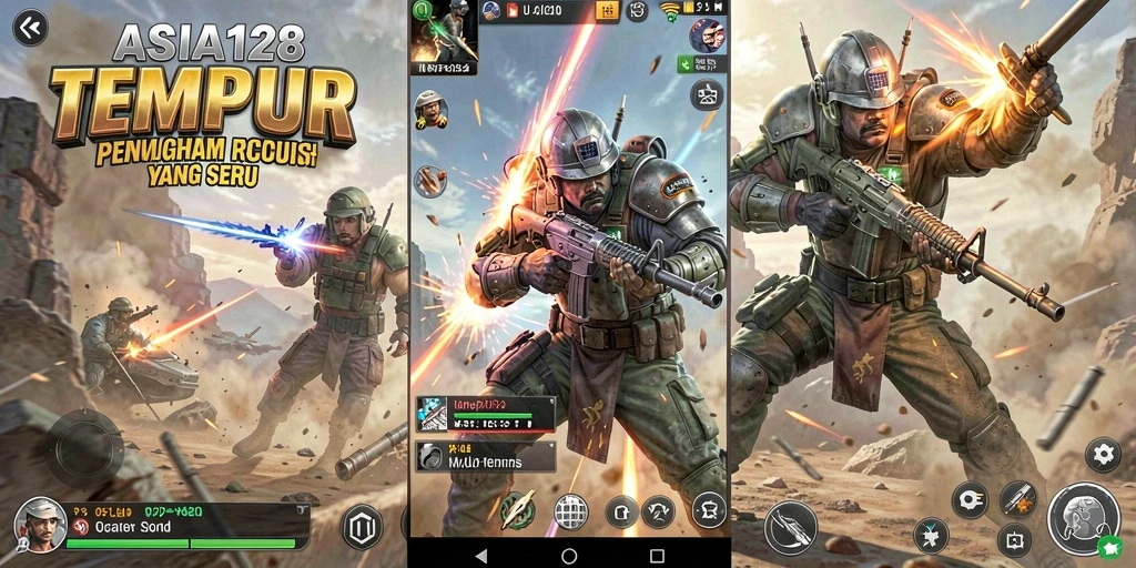 Gambaran gameplay ASIA128 yang menegangkan dengan aksi tembak-menembak.