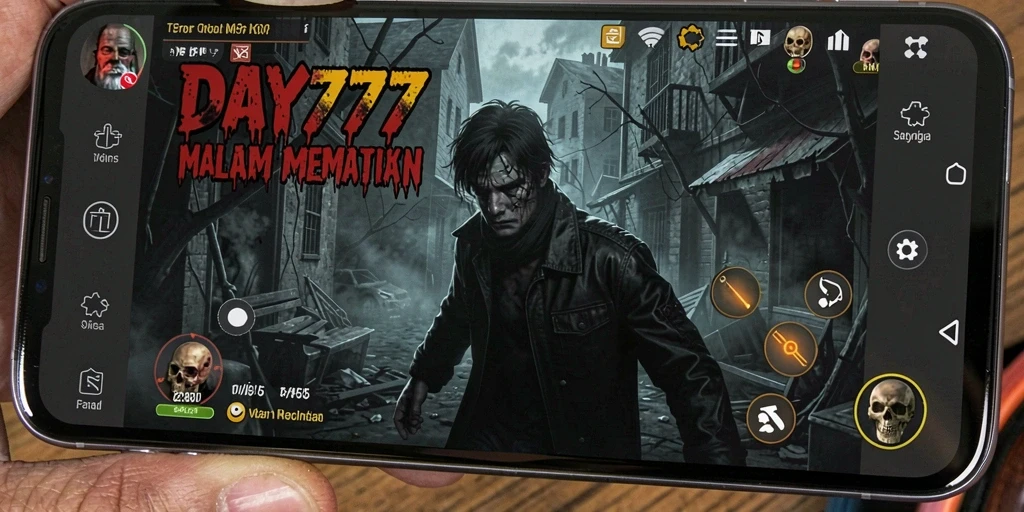 Tangkapan layar gameplay menegangkan dalam DAY777 dengan suasana Horror yang mencekam.