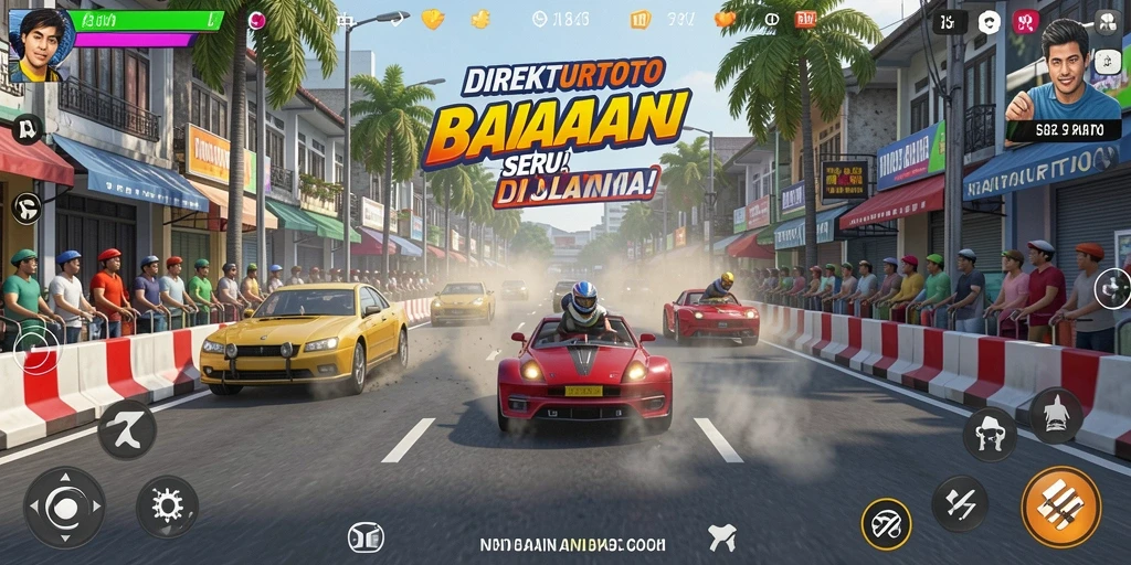 Tampilan gameplay seru dari DIREKTURTOTO yang menunjukkan aksi balapan.