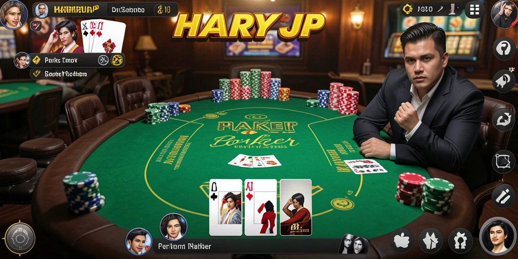 Tampilan gameplay Poker yang seru dan menantang di HARAPJP.
