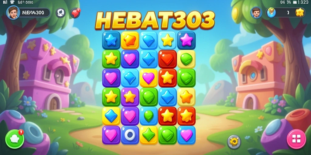 Screenshot HEBAT303 menampilkan keseruan gameplay Match-3.
