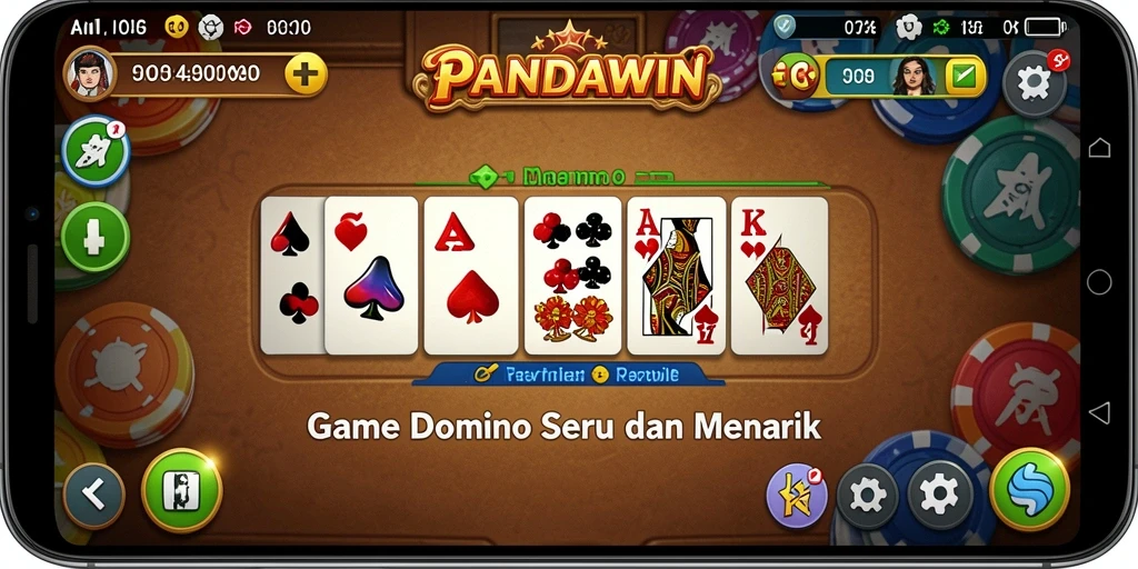 Tangkapan layar gameplay seru dari PANDAWIN yang menampilkan permainan Domino.