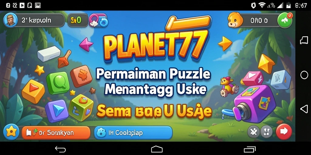 Tampilan gameplay menyenangkan dalam PLANET77, menampilkan beragam tantangan puzzle.