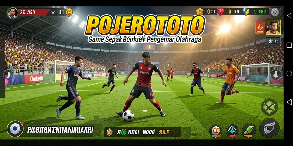 Tampilan gameplay POJEROTOTO yang menarik dan penuh aksi sepak bola.