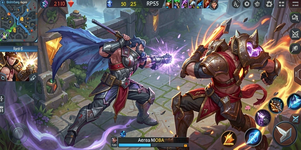 Tampilan gameplay seru di arena pertempuran RP55.
