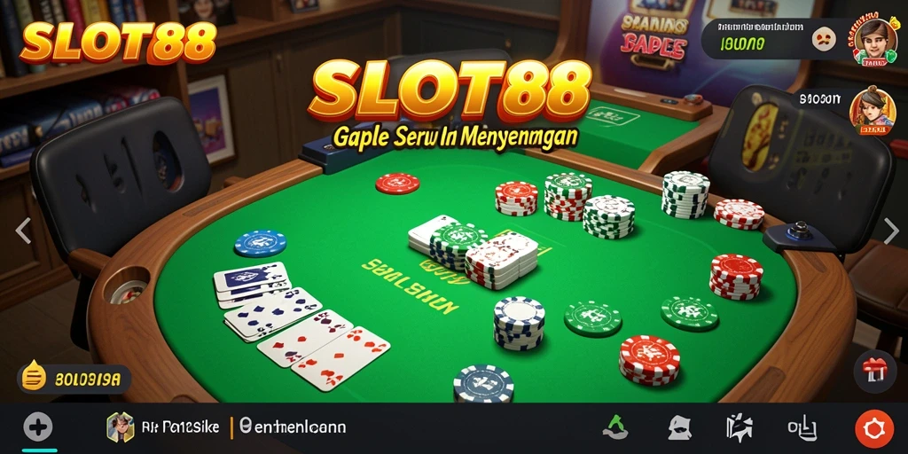Screenshot utama SLOT88 menampilkan gameplay Gaple yang seru dan interaktif.