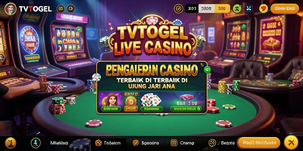 Screenshot gameplay TVTOGEL menampilkan dealer langsung dan suasana kasino yang hidup.