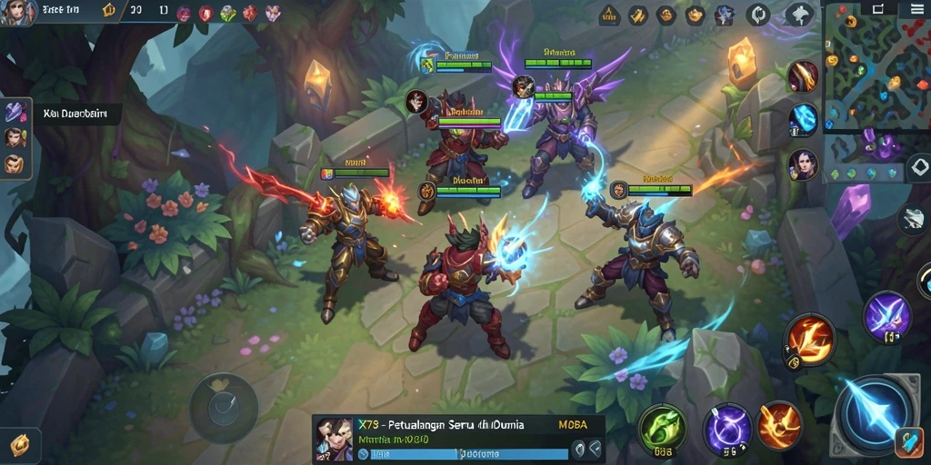 Screenshot utama X78 menampilkan pertarungan seru dalam permainan MOBA.